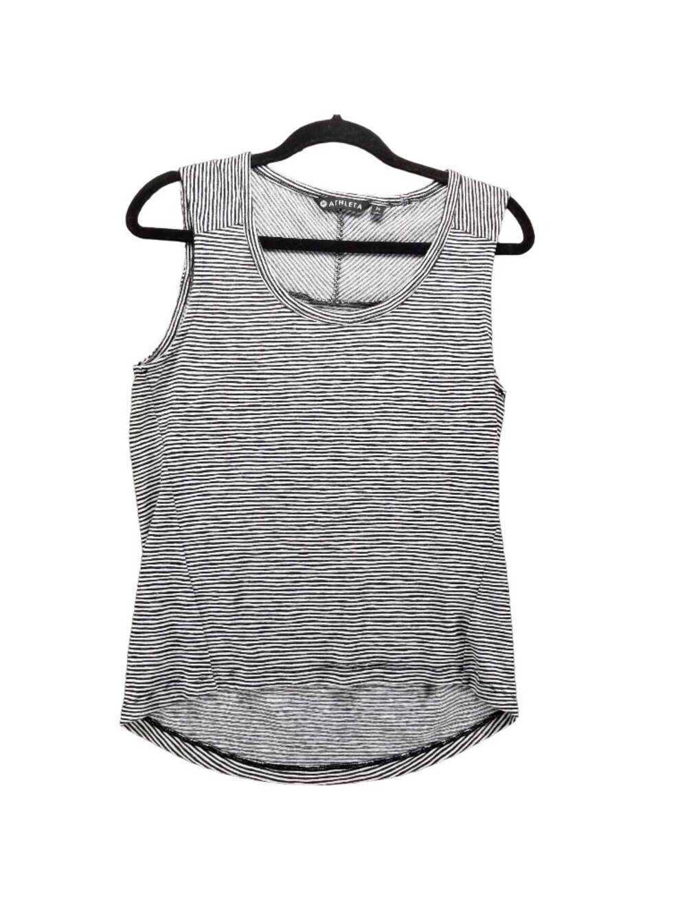 Athleta Shirt Womens XS Black White Stripe Sleeveless Tank Tee Activewear